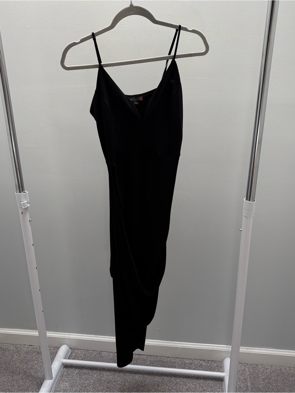 G by Guess Black Deep V Wire Asymmetrical Dress
